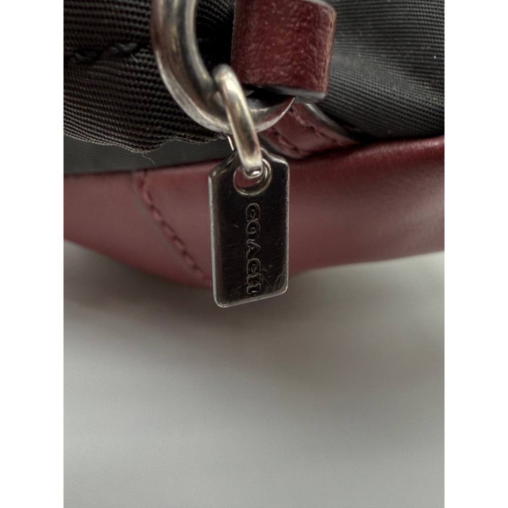 Coach Mini Backpack Bag Charm Floral Blue Burgundy Leather Keychain F39148 - Picture 7 of 9